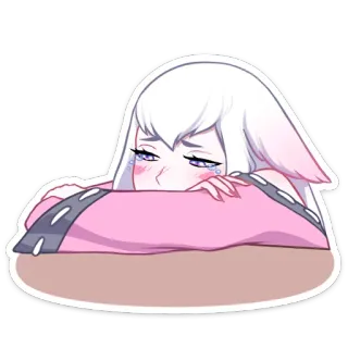 😢 anime, sad, crying, pink, white hair, female telegram sticker
