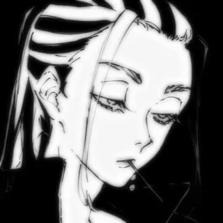 🔫 动漫, 漫画, 肖像, 黑白, 女性 telegram sticker
