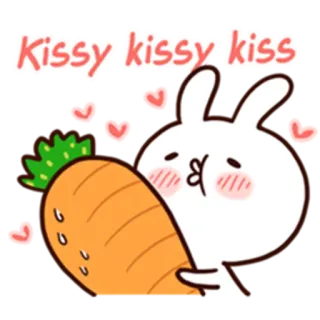 😘 Kissy kissy kiss süß, Hase, Kaninchen, Karotte, Liebe, Kuss, Zuneigung, Tier telegram sticker