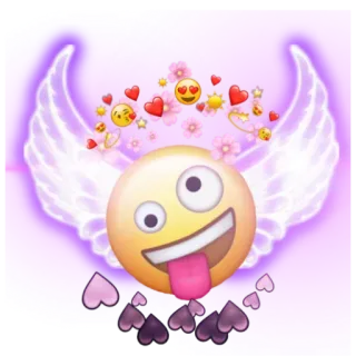 🤪 Emoji, Coração, Asas, Smiley, Amor, Flores, Feliz telegram sticker