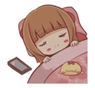 🛌 schlafend, Anime Mädchen, Cartoon, verschlafen, kawaii, müde, Schlafenszeit telegram sticker