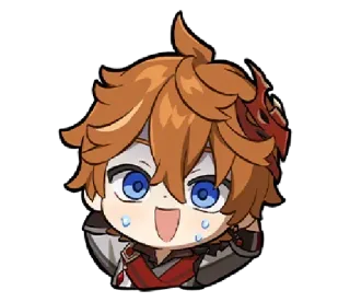 😰 Tartaglia Genshin Impact anime, game, scared, embarrassed, chibi telegram sticker