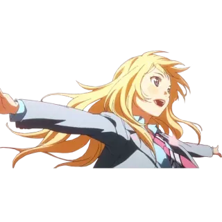😍 Kaori Miyazono Your Lie in April anime, girl, blond hair, cheerful, kaori, your lie in april telegram sticker