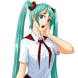 😮 Hatsune Miku Anime, Garota, Uniforme escolar, Vocaloid, Mangá, Chocado(a) telegram sticker