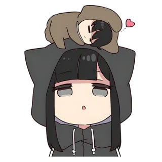 🧐 anime, słodkie, dziewczyna, bluza z kapturem, leniwiec, kawaii whatsapp sticker