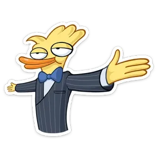 😤 pato, desenho animado, personagem, fato de riscas, laço, amarelo telegram sticker