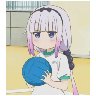 🍼 Kanna Kamui Miss Kobayashi's Dragon Maid Anime, Dragon, Fille, Mignon, Balle telegram sticker