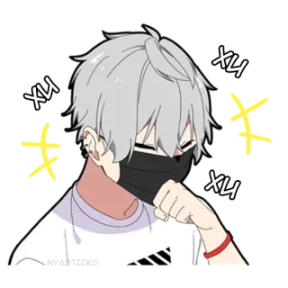 😁 xu Anime, Naklejka, Słodkie, Kawaii, Chłopak, Maska telegram sticker