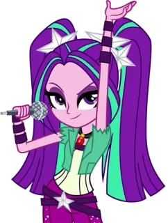 😏 Adagio Dazzle Equestria Girls dibujos animados, anime, cantante, micrófono, personaje telegram sticker