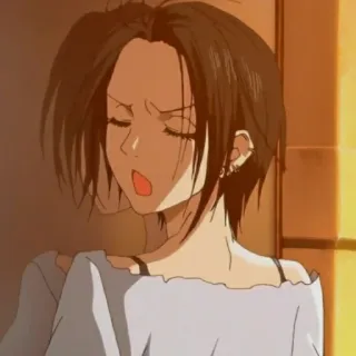 😡 Anime, Cô gái, Ngáp, Mệt mỏi, Tóc ngắn telegram sticker