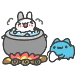 🍜 coelho, gato, desenho animado, cozinhar, fofo telegram sticker