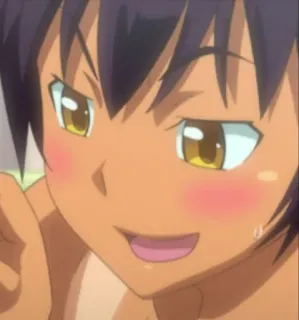 😏 Anime, Pelle scura, Manga, Arrossire, Cartone animato telegram sticker