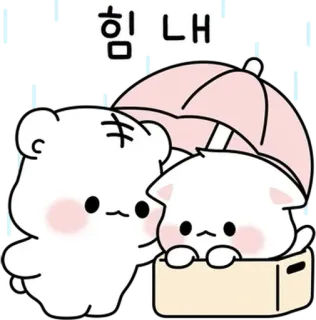 🐈 힘내 urso, gato, guarda-chuva, incentivo, fofo, desenho animado telegram sticker