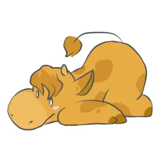 🙃 animale, mucca, cartone animato, carino, illustrazione, giallo telegram sticker