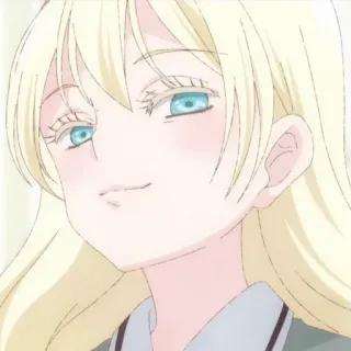 🎲 anime, cartoon, blond haar, meisje, portret telegram sticker