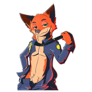 😏 Nick Wilde Zootopia fox, police, officer, cartoon, animal telegram sticker