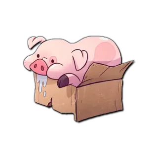 🐽 Waddles Gravity Falls cartoon, pig, box, cute, animal, funny telegram sticker