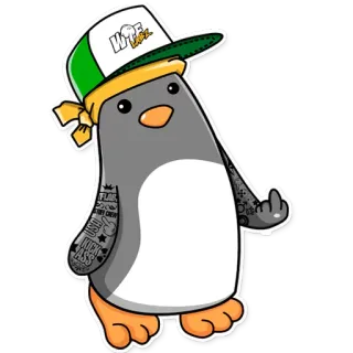 🖕 WE penguin, cartoon, middle finger, offensive, illustration telegram sticker