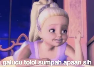 😆 galucu tolol sumpah apaan sih Barbie, Kartun, Ofensif, Teks, Meme telegram sticker