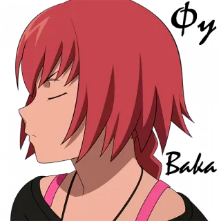 🙃 Anime, Weiblich, Rotes Haar, Seitenprofil, Frau telegram sticker