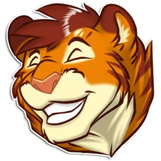 😆 tygrys, futrzak, kreskówka, zwierzę, maskotka, radosny, uśmiech telegram sticker