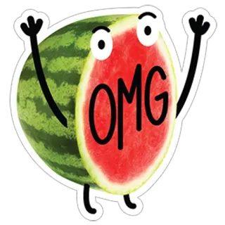 😯 OMG arbuz, owoc, omg, wykrzyknik, kreskówka whatsapp sticker