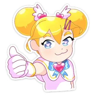 👍 Anime, Pollice in su, Cartone animato, Personaggio, Carino telegram sticker