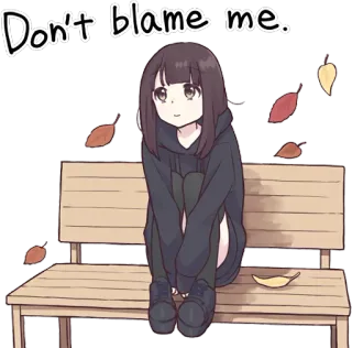 🍃 Don't blame me. anime, girl, bench, cute, fall, leaves telegram sticker