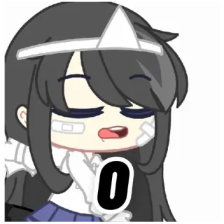 🌟 0 Аниме девушка, Мультфильм, Наклейка, Бинт, Цифровое искусство telegram sticker