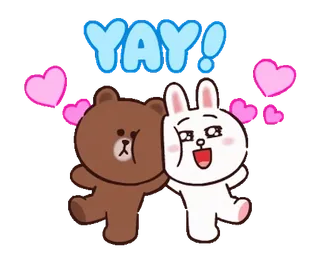 😍 YAY! celebração, amizade, fofo, desenho animado, alegria, positivo, animais telegram sticker