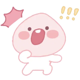 😲 !!! 카카오프렌즈, 어피치, 느낌표, 분홍색, 충격, 만화, 이모티콘 telegram sticker