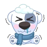 🥶 chó, mùa đông, tuyết, khăn quàng cổ, dễ thương, hoạt hình whatsapp sticker