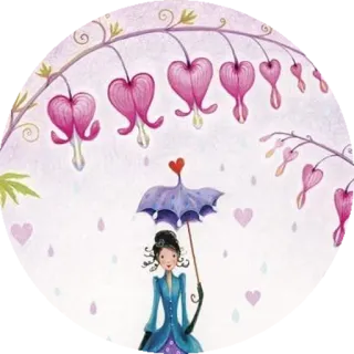🌸 Dame, Regenschirm, Blumen, Herz, Cartoon, Regen, Kunst, Süß telegram sticker