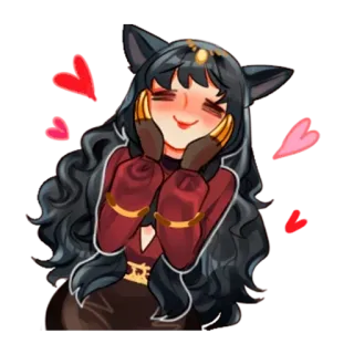 🥰 Аниме, Кошачьи ушки, Каваи, Смущение, Сердечки, Мультфильм, Счастливый telegram sticker