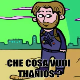 🤔 CHE COSA VUOI THANOS? cartone animato, italiano, espressione, domanda telegram sticker