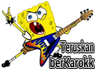 🎸 SpongeBob SquarePants Teruskan berKarokk spongebob, dessin animé, rock, guitare, jaune telegram sticker