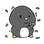 🐧 penguin, money, cash, cute, cartoon, sticker telegram sticker