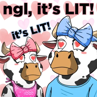 😍 ngl, it's LIT! cows, animals, hearts, love, cute, bows telegram sticker