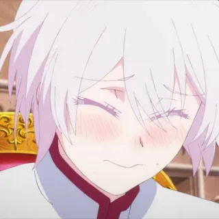 😖 anime, character, white hair, smile, blush telegram sticker