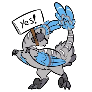 👍 Yes! pássaro, sinal, positivo, afirmativo, fofo, desenho, animal telegram sticker