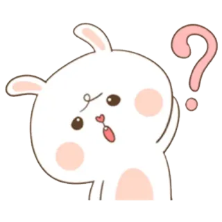 🤔 conejo, dibujo animado, lindo, signo de interrogación, confundido, animal, kawaii, conejito whatsapp sticker