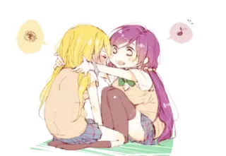 💗 Anime, Chicas, Lésbico, Amor, Dibujos animados telegram sticker