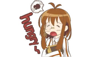 😖 hungry~ Anime, Manga, Faim, Dessin animé, Nourriture, Personnage telegram sticker