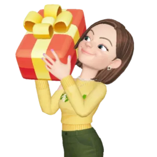 🎁 Frau, Geschenk, Cartoon, Geschenk, Lächeln telegram sticker