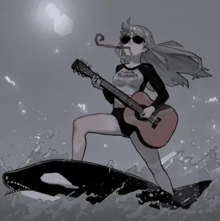 ⛓ FUNKY SUMMER ギター, クジラ, 海,  океан, 夏, 女の子 telegram sticker