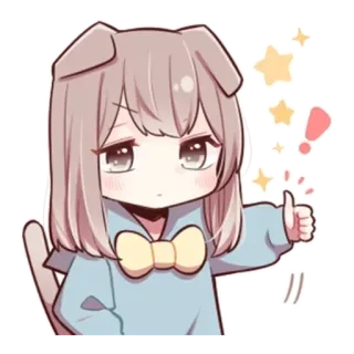 🦋 Anime, Lindo, Chibi, Dibujos animados, Kawaii, Chica, Pulgar arriba, Positivo telegram sticker