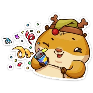🎉 fête, party, festif, animal, autocollant, loutre, confettis, nouvel an telegram sticker