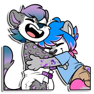 👐 Furry, Antropomorf, Cartoon, Knuffel, Liefdevol, Personages, Digitale kunst, Vriendschap whatsapp sticker