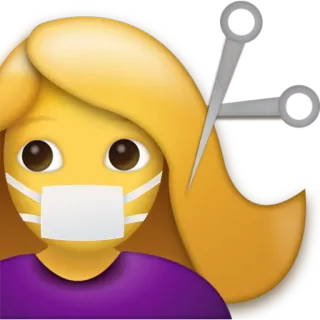 💇‍♀️ Emoji, Masker, Coronavirus, COVID-19, Pandemi, Medis, Potong rambut, Gunting whatsapp sticker