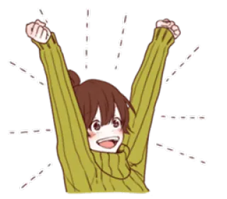 😆 anime, cartoon, celebration, excitement, happy, joy, character whatsapp sticker
